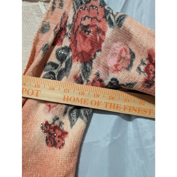 Maria Di Ripabianca Wool Cardigan Floral Sweater Bead Tie Front Women's 6 Italy - Picture 4 of 11